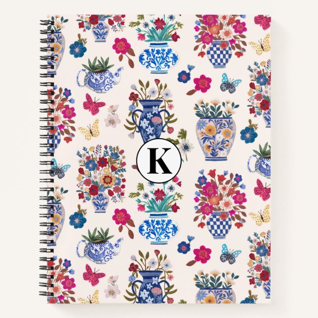 Carnet de notes et planner à monogramme floral de  (Devant)