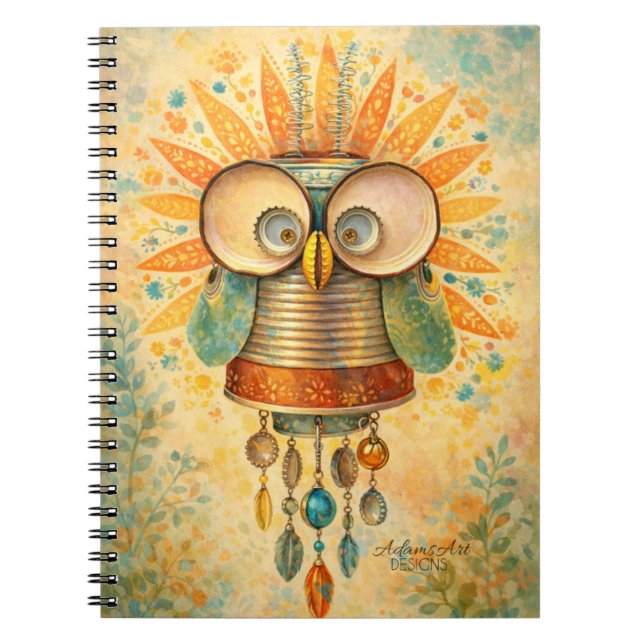 Carnet de notes fantaisiste de chouette Steampunk  (Devant)