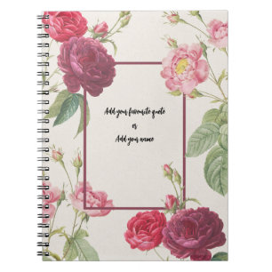 Carnet de notes Fleur de Rose Vintage PERSONNALISÉ