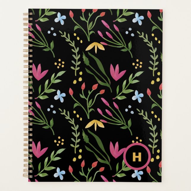 Carnet de notes floral à motif de fleurs sauvages  (Devant)