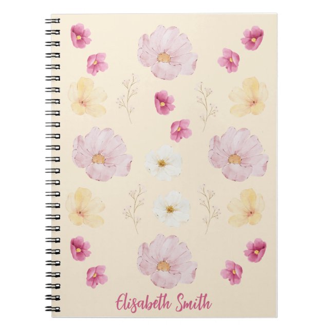 Carnet de notes floral personnalisé (Devant)