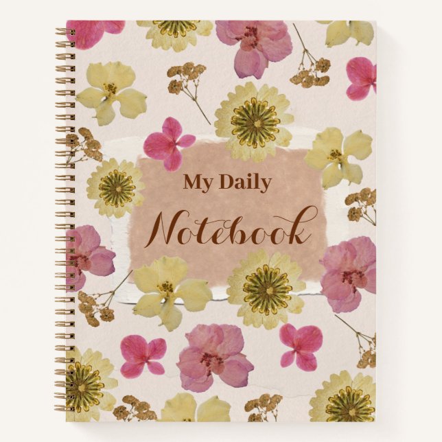 Carnet de notes journalier floral vintage (Devant)