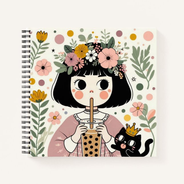 Carnet de notes “La petite fille au bubble tea“ (Devant)
