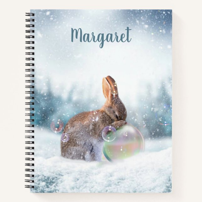 Carnet de notes Lapin qui prie dans la neige (Devant)