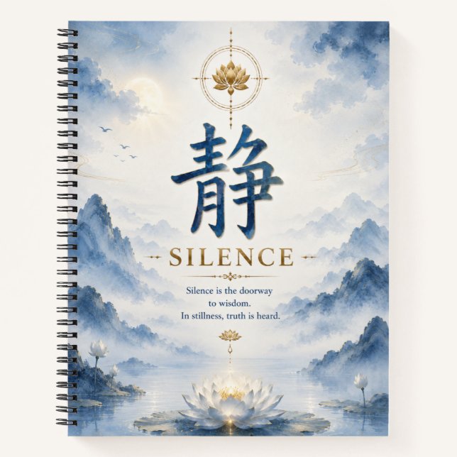Carnet de notes Lotus 静 Caractère chinois Silence  (Devant)