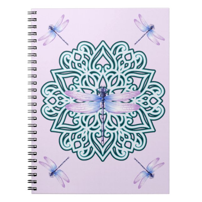 Carnet de notes Mandala Libellule Rose Bleu Violet (Devant)