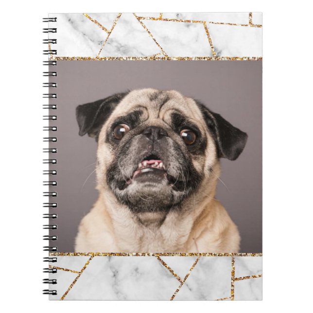 Carnet de notes Marbre Paillettes Chien Maison Déc (Devant)