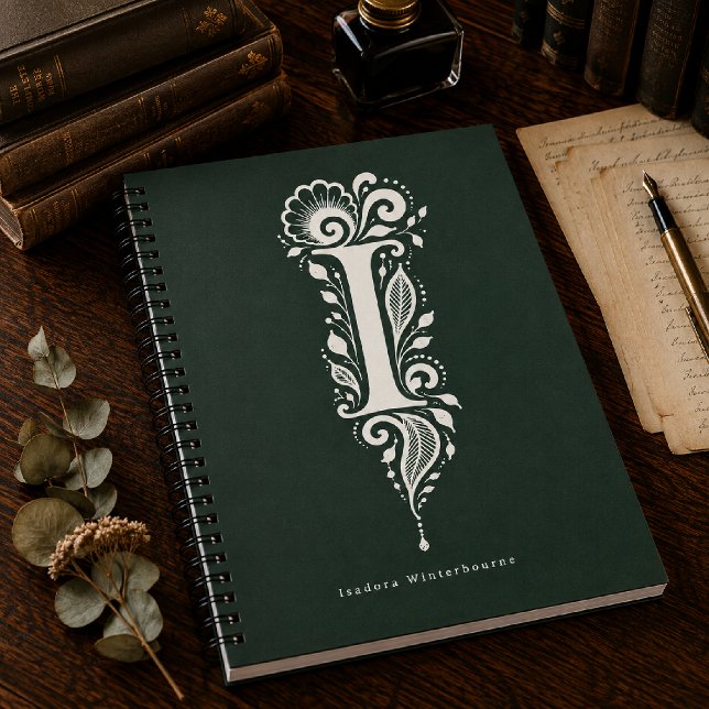 Carnet de notes monogramme botanique en linogravur (Créateur téléchargé)