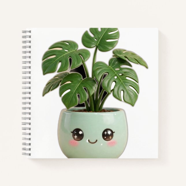 Carnet de notes Monstera Kawaii Plante d'intérieur (Devant)