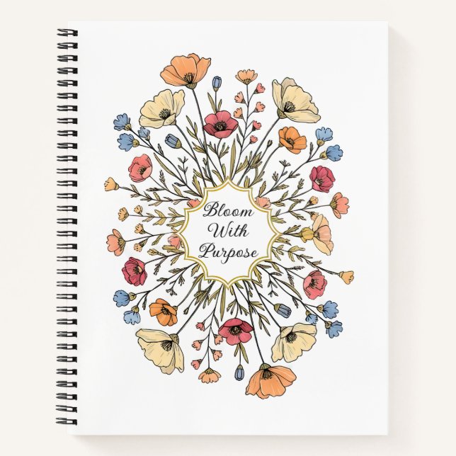 Carnet de notes motivant à motif floral élégant (Devant)