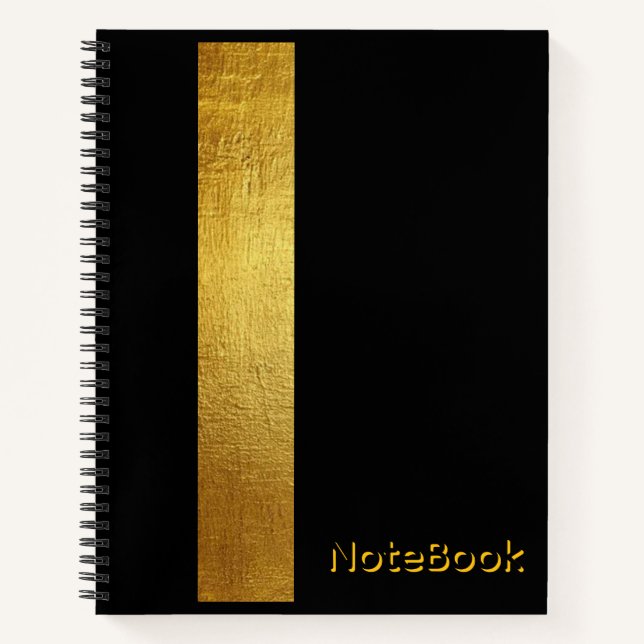 Carnet de notes noir et or pailleté de luxe (Devant)