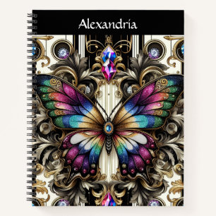 Carnet de notes papillon arc-en-ciel Art Déco en s