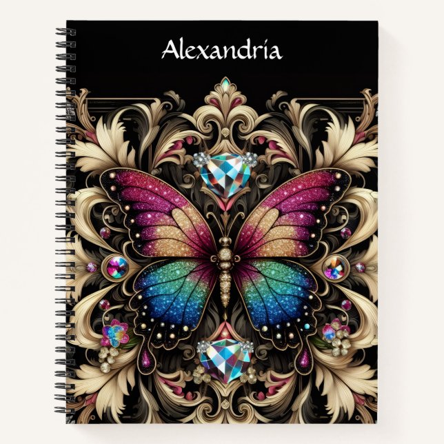 Carnet de notes papillon arc-en-ciel Art déco en s (Devant)