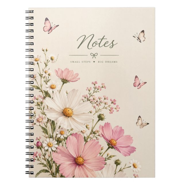 Carnet de notes Papillon Floral Rose – (Devant)