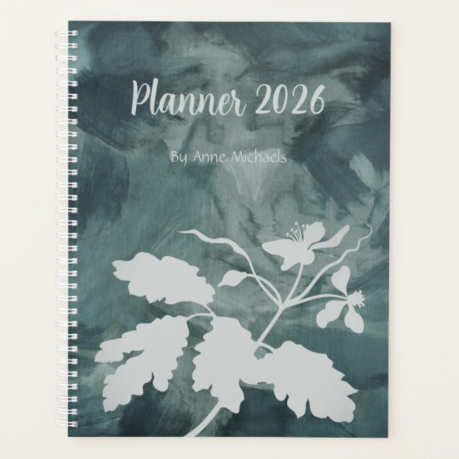 Carnet de notes personnalisé à fleurs sarcelle  (Devant)