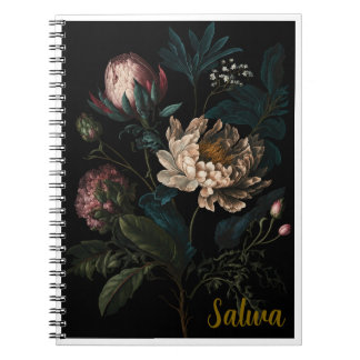 Carnet de notes personnalisé à motif floral sombre