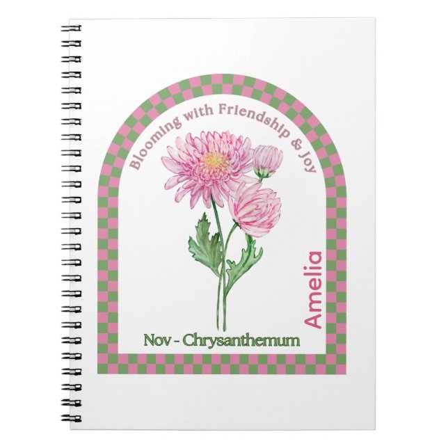 Carnet de notes personnalisé sur la fleur du mois  (Devant)