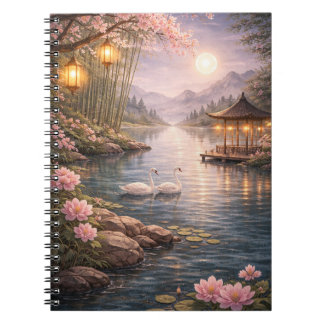 Carnet de notes photo en spirale du lac des cygnes