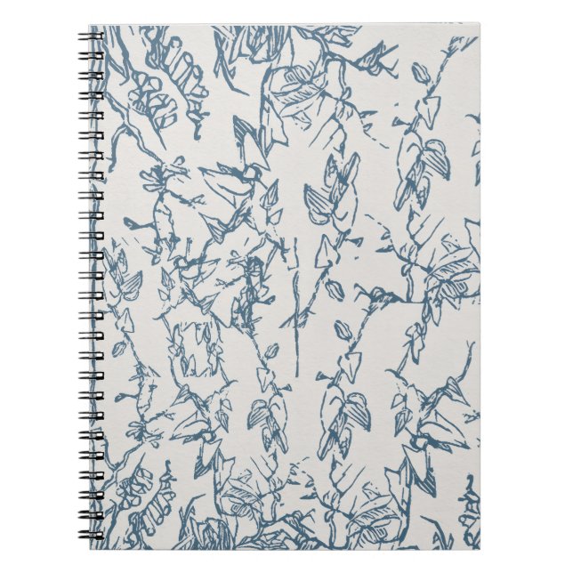 Carnet de notes photo spiralé à motif floral bleu  (Devant)