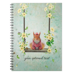 Carnet de notes photo spirale écureuil rayé rose s