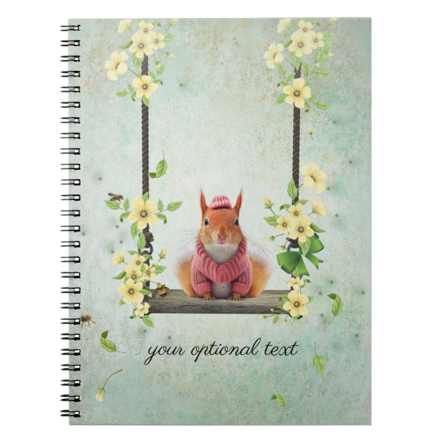 Carnet de notes photo spirale écureuil rayé rose s (Devant)