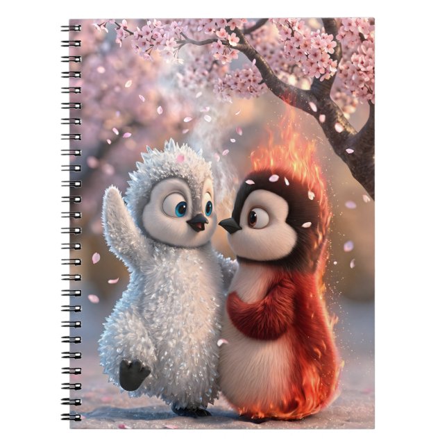 Carnet de notes Pingouin Fleur de Cerisier Ambre & (Devant)