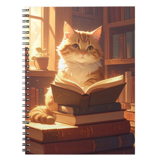 Carnet de notes pour chat qui aime les livres (Devant)