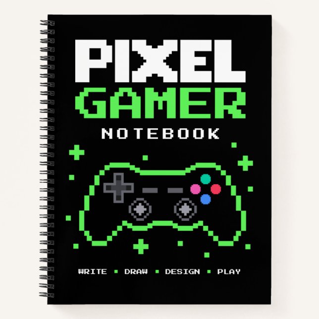 Carnet de notes pour joueur d'art pixelisé – Écrir (Devant)