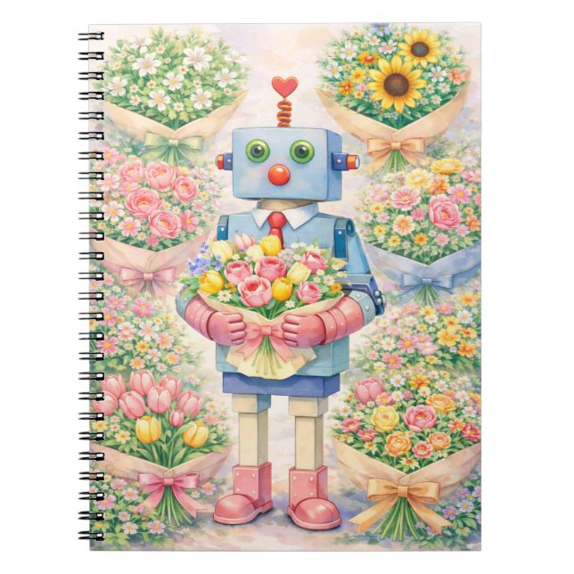 Carnet de notes Robot Mignon Fleur (Devant)