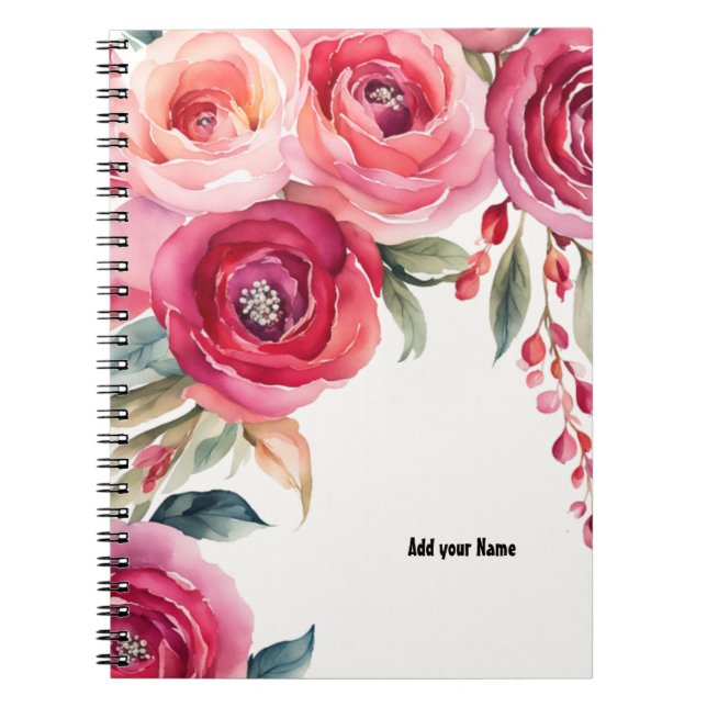 Carnet de notes Roses Peintes PERSONNALISÉ (Devant)