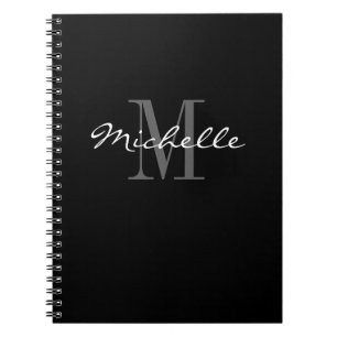 Carnet de notes spirale à monogramme noir et blanc