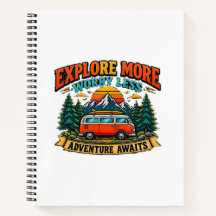 Carnet de notes spirale d'aventure rétro camping