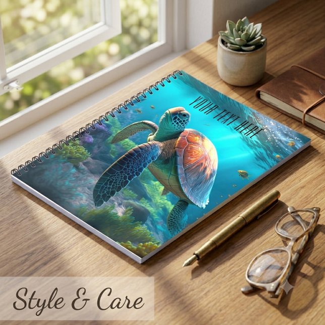 Carnet de notes sur la tortue marine – Titre perso (Sea Turtle Nature Notebook – Personalized Title)