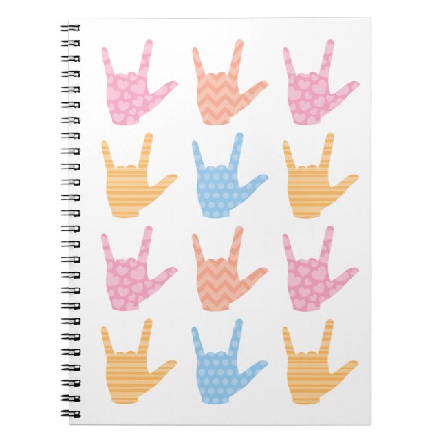 Carnet de notes sur les signes en langue des signe (Devant)