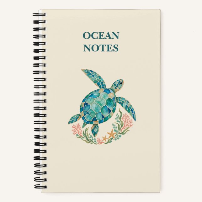 Carnet de notes Tortue Mosaïque de verre de mer Oc (Recto)