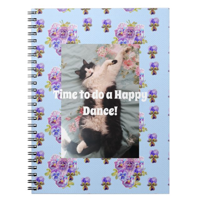 Carnet de notes Tuxedo Cat drôle mignon floral dan (Devant)