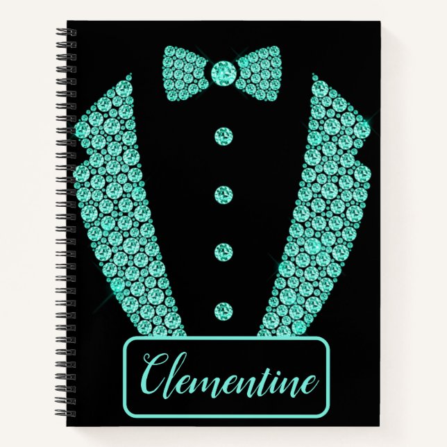 Carnet de notes Tuxedo Parties scintillant Turquoi (Devant)