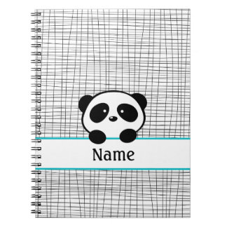 Carnet de panda personnalisé Aqua Black