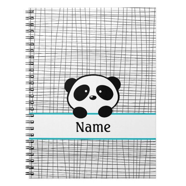 Carnet de panda personnalisé Aqua Black (Devant)