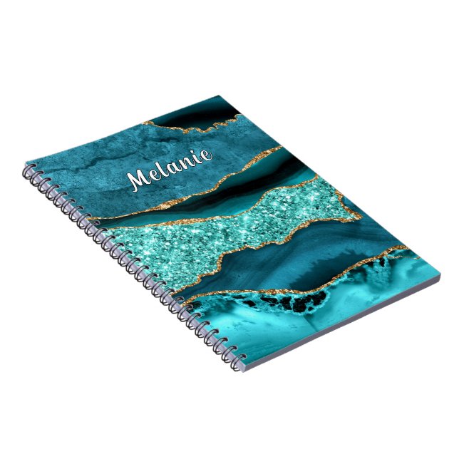 Carnet de Parties scintillant Blue Gold turquoise  (Côté Droit)