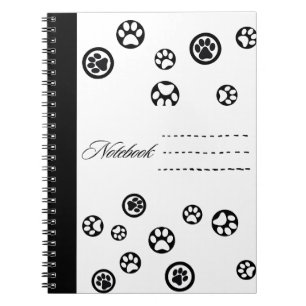 Carnet de pattes de chat noir et blanc