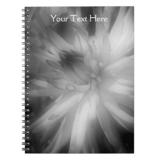 Carnet De Pétales De Fleur De Dahlia Noir Et Blanc