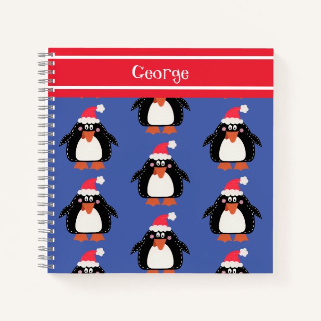 Carnet de pingouin de Noël personnalisé (Devant)