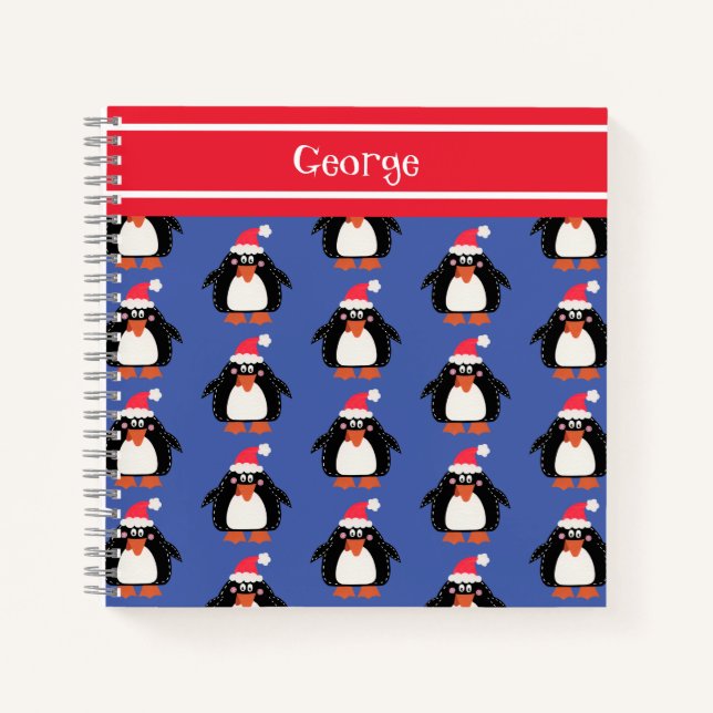 Carnet de pingouin de Noël personnalisé (Devant)