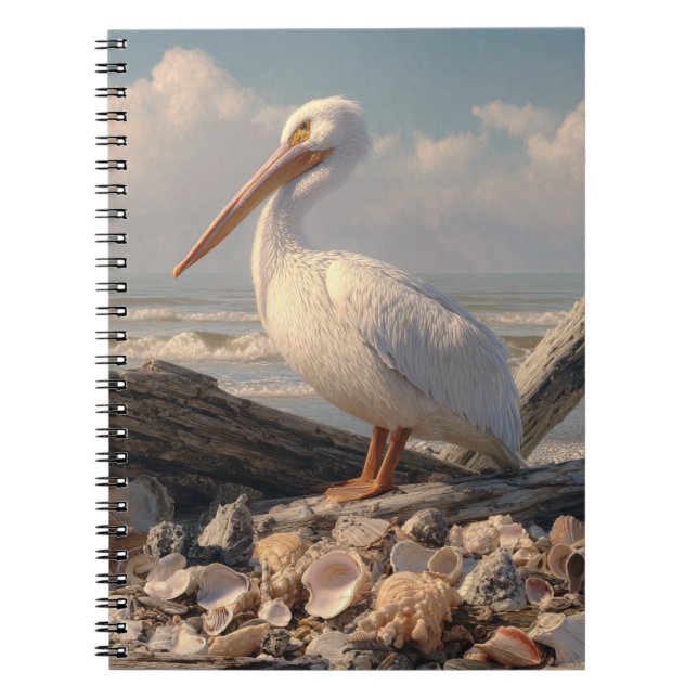 Carnet de plage blanc Pelican Seashell (Devant)