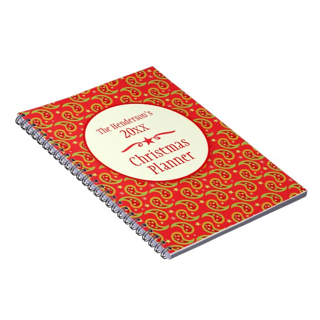 Carnet de planificateur de Noël Paisley rouge (Côté Droit)