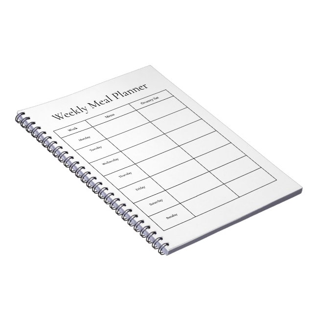 Carnet de Planificateur de Repas Hebdomadaire (Côté Droit)