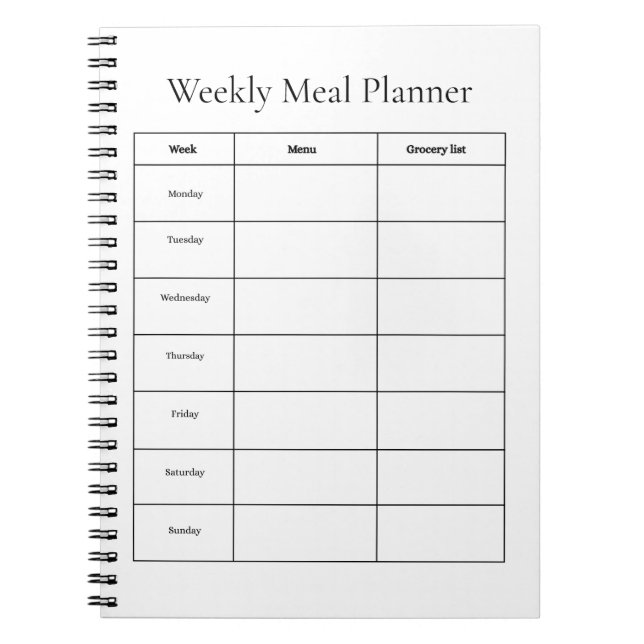 Carnet de Planificateur de Repas Hebdomadaire (Devant)