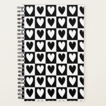 Carnet de planification d'amour à coeurs noirs et 