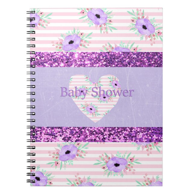 Carnet de planification de Baby Shower floral rose (Devant)